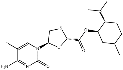 (2R,5S)-5-(4-amino-5-fluoro-2-okso-1(2H)-pirimidinil)-1,3-oksatiolan-2-karboksilna kislina, (1R,2S,5R)-5- metil-2-(1-metiletil)cikloheksil ester