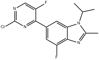 1H-benzimidazol, 6-(2-kloro-5-fluoro-4-pirimidinil)-4-fluoro-2-metil-1-(1-metiletil)-