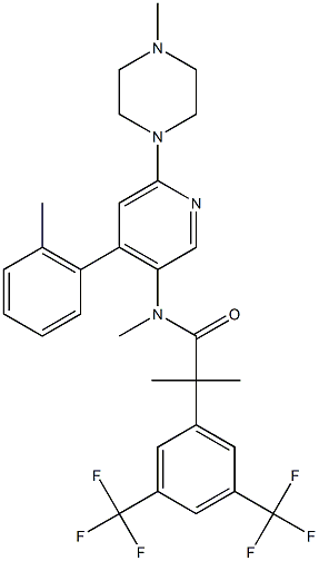2-[3,5-bis(trifluorometil)fenil]-N,2-dimetil-N-[4-(2-metilfenil)-6-(4-metilpiperazin-1-il)piridin-3-il]propanamid