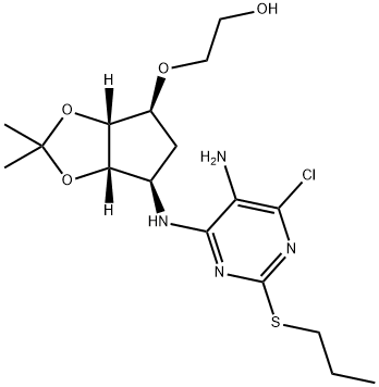 2-(((3aR,4S,6R,6aS)-6-((5-amino-6-kloro-2-(propiltio)pirimidin-4-il)amino)-2,2-dimetiltetrahidro-3aH-ciklopenta[ d][1,3]dioksol-4-il)oksi)etanol