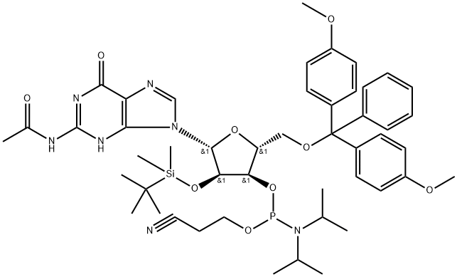 2'-O-[(tert-butil)dimetilsilil]-N-acetilgvanozin-3'-(2-cianoetil-N,N-diizopropil)fosforamidit