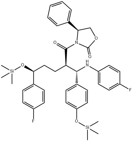 3-[(2R,5S)-5-(4-fluorofenil)-2-[(S)-[(4-fluorofenil(amino)]][4-[trimetilsilil]-oksi]fenil]metil]-1- okso-5-[(trimetilsil)-oksi]pentil]-4-fenil-(4S)-2-oksazolidinon