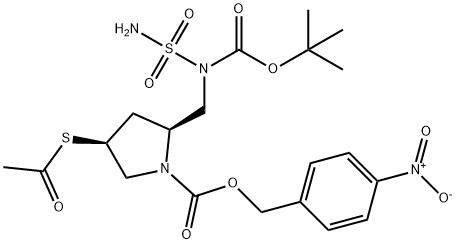 4-nitrobenzil (2S,4S)-4-acetiltio-2-[[N-butoksikarbonil)amino]metil]pirolidin-1-sulfamoil-N-(terc.-karboksilat