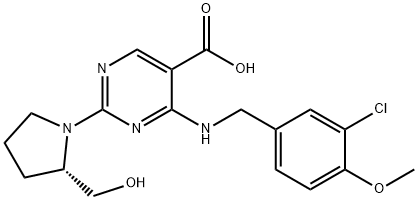 5-pirimidinkarboksilna kislina, 4-[[(3-kloro-4-metoksifenil)metil]amino]-2-[(2S)-2-(hidroksimetil)-1-pirolidinil]-