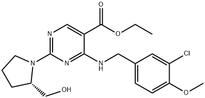 5-Pirimidinkarboksilna kislina, 4-[[(3-kloro-4-metoksifenil)metil]aMino]-2-[(2S)-2-(hidroksimetil)-1-pirolidinil]-, etil ester