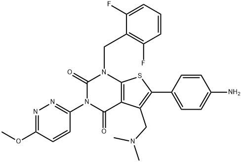 6-(4-aminofenil)-1-(2,6-difluorobenzil)-5-((dimetilamino)metil)-3-(6-metoksipiridazin-3-il)tieno[2,3-d]pirimidin-2, 4(1H,3H)-dion
