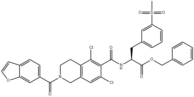 benzil (S)-2-(2-(benzofuran-6-karbonil)-5,7-dikloro-1,2,3,4-tetrahidroizokinolin-6-karboksamido)-3-(3-(metilsulfonil)fenil)propanoat
