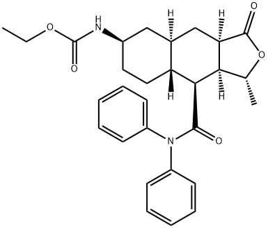 Etil ((1R,3aR,4aR,6R,8aR,9S,9aS)-9-(difenilkarbamoil)-1-metil-3-oksododekahidronafto[2,3-c]furan-6-il)karbamat